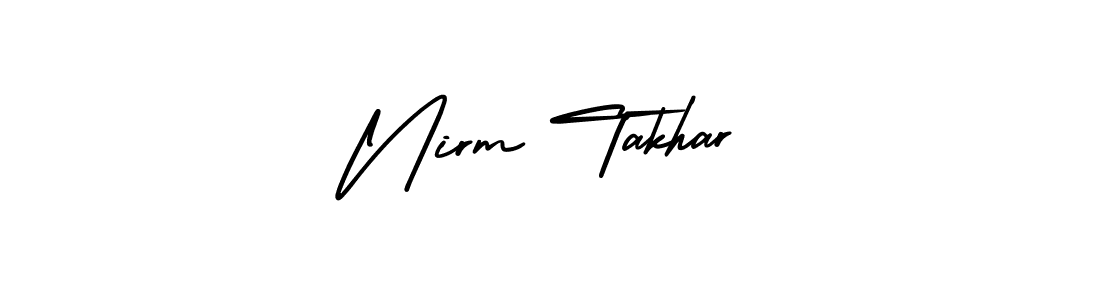 This is the best signature style for the Nirm Takhar name. Also you like these signature font (AmerikaSignatureDemo-Regular). Mix name signature. Nirm Takhar signature style 3 images and pictures png