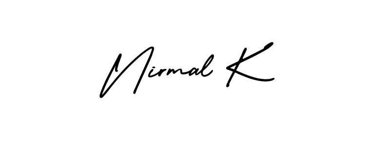 AmerikaSignatureDemo-Regular is a professional signature style that is perfect for those who want to add a touch of class to their signature. It is also a great choice for those who want to make their signature more unique. Get Nirmal K name to fancy signature for free. Nirmal K signature style 3 images and pictures png