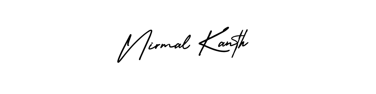 You should practise on your own different ways (AmerikaSignatureDemo-Regular) to write your name (Nirmal Kanth) in signature. don't let someone else do it for you. Nirmal Kanth signature style 3 images and pictures png