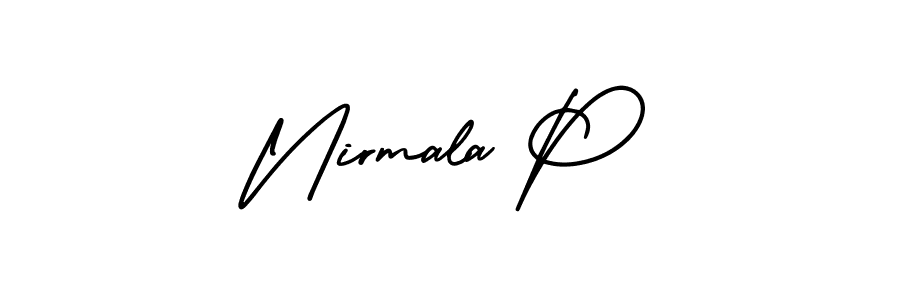Use a signature maker to create a handwritten signature online. With this signature software, you can design (AmerikaSignatureDemo-Regular) your own signature for name Nirmala P. Nirmala P signature style 3 images and pictures png