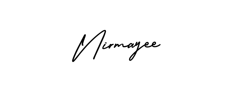 The best way (AmerikaSignatureDemo-Regular) to make a short signature is to pick only two or three words in your name. The name Nirmayee include a total of six letters. For converting this name. Nirmayee signature style 3 images and pictures png