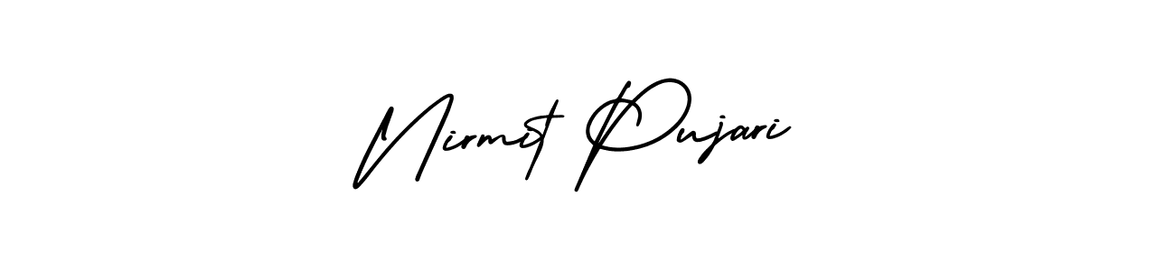 This is the best signature style for the Nirmit Pujari name. Also you like these signature font (AmerikaSignatureDemo-Regular). Mix name signature. Nirmit Pujari signature style 3 images and pictures png