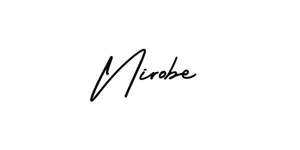 The best way (AmerikaSignatureDemo-Regular) to make a short signature is to pick only two or three words in your name. The name Nirobe include a total of six letters. For converting this name. Nirobe signature style 3 images and pictures png
