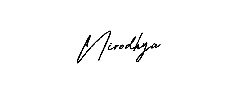 You should practise on your own different ways (AmerikaSignatureDemo-Regular) to write your name (Nirodhya) in signature. don't let someone else do it for you. Nirodhya signature style 3 images and pictures png