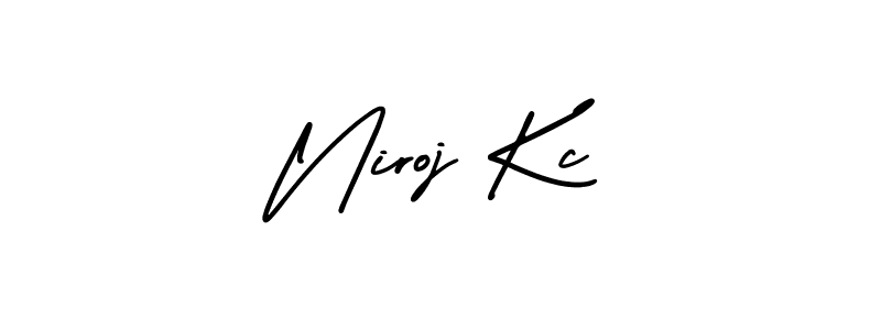 You should practise on your own different ways (AmerikaSignatureDemo-Regular) to write your name (Niroj Kc) in signature. don't let someone else do it for you. Niroj Kc signature style 3 images and pictures png