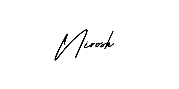 The best way (AmerikaSignatureDemo-Regular) to make a short signature is to pick only two or three words in your name. The name Nirosh include a total of six letters. For converting this name. Nirosh signature style 3 images and pictures png