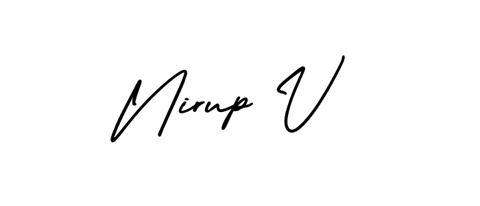 How to make Nirup V signature? AmerikaSignatureDemo-Regular is a professional autograph style. Create handwritten signature for Nirup V name. Nirup V signature style 3 images and pictures png