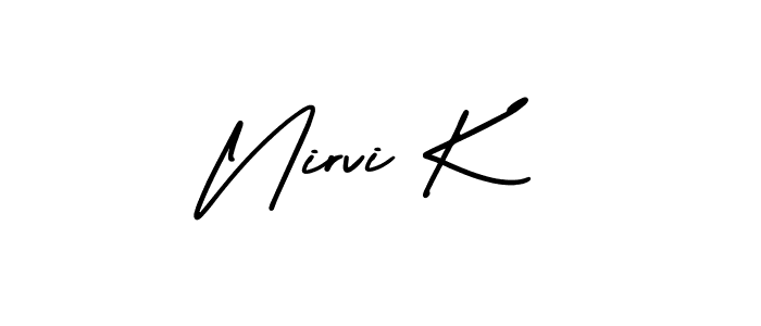 This is the best signature style for the Nirvi K name. Also you like these signature font (AmerikaSignatureDemo-Regular). Mix name signature. Nirvi K signature style 3 images and pictures png