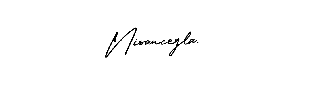 The best way (AmerikaSignatureDemo-Regular) to make a short signature is to pick only two or three words in your name. The name Nisanceyla. include a total of six letters. For converting this name. Nisanceyla. signature style 3 images and pictures png