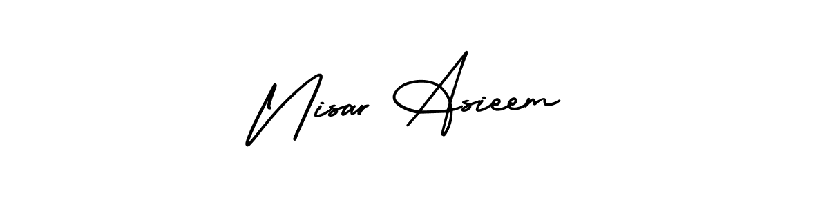 See photos of Nisar Asieem official signature by Spectra . Check more albums & portfolios. Read reviews & check more about AmerikaSignatureDemo-Regular font. Nisar Asieem signature style 3 images and pictures png