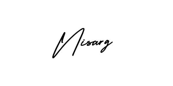 How to make Nisarg name signature. Use AmerikaSignatureDemo-Regular style for creating short signs online. This is the latest handwritten sign. Nisarg signature style 3 images and pictures png