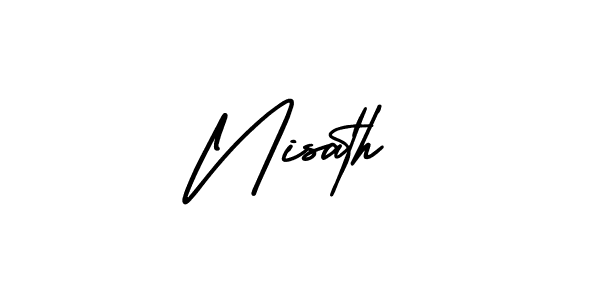How to make Nisath name signature. Use AmerikaSignatureDemo-Regular style for creating short signs online. This is the latest handwritten sign. Nisath signature style 3 images and pictures png