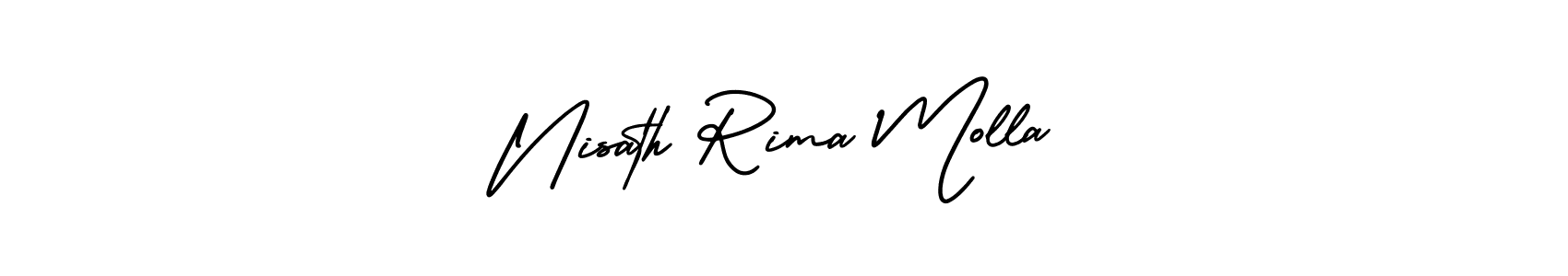 The best way (AmerikaSignatureDemo-Regular) to make a short signature is to pick only two or three words in your name. The name Nisath Rima Molla include a total of six letters. For converting this name. Nisath Rima Molla signature style 3 images and pictures png