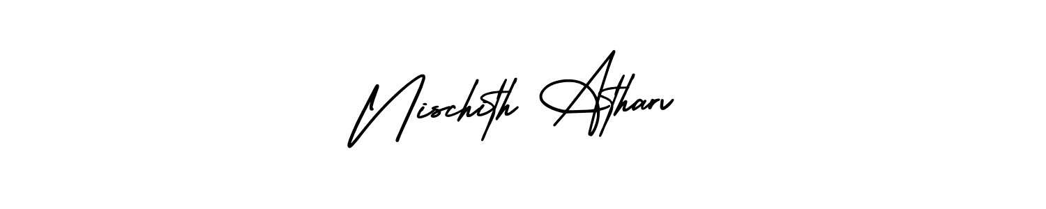 Nischith Atharv stylish signature style. Best Handwritten Sign (AmerikaSignatureDemo-Regular) for my name. Handwritten Signature Collection Ideas for my name Nischith Atharv. Nischith Atharv signature style 3 images and pictures png