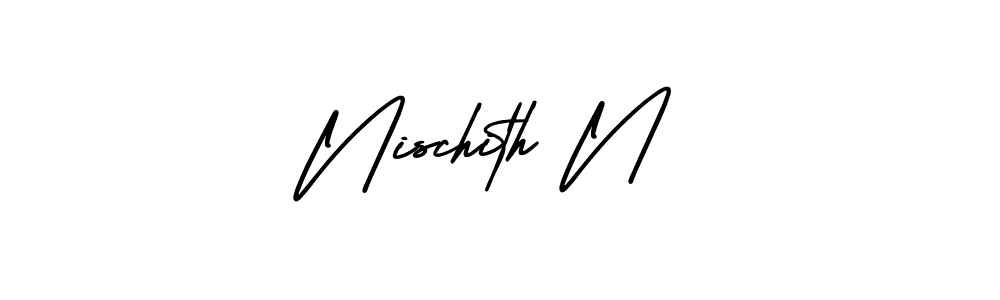 Also You can easily find your signature by using the search form. We will create Nischith N name handwritten signature images for you free of cost using AmerikaSignatureDemo-Regular sign style. Nischith N signature style 3 images and pictures png