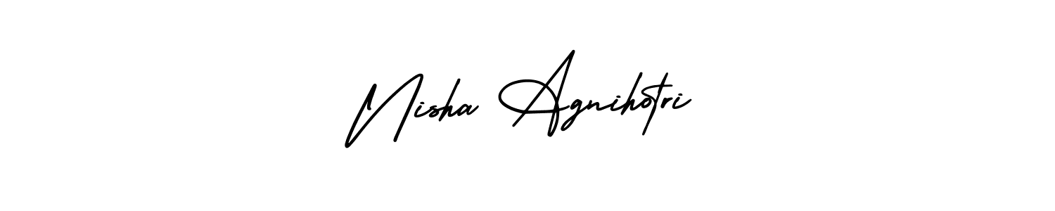 The best way (AmerikaSignatureDemo-Regular) to make a short signature is to pick only two or three words in your name. The name Nisha Agnihotri include a total of six letters. For converting this name. Nisha Agnihotri signature style 3 images and pictures png