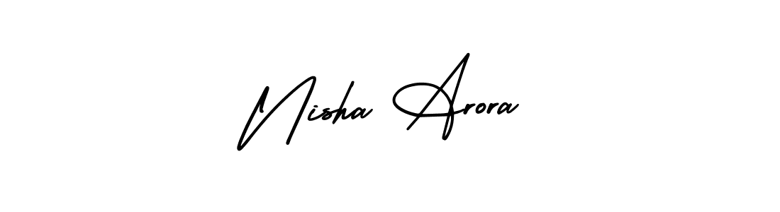 The best way (AmerikaSignatureDemo-Regular) to make a short signature is to pick only two or three words in your name. The name Nisha Arora include a total of six letters. For converting this name. Nisha Arora signature style 3 images and pictures png