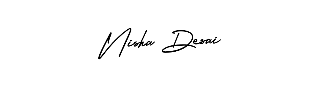 Make a beautiful signature design for name Nisha Desai. With this signature (AmerikaSignatureDemo-Regular) style, you can create a handwritten signature for free. Nisha Desai signature style 3 images and pictures png