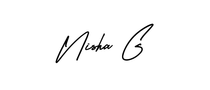 The best way (AmerikaSignatureDemo-Regular) to make a short signature is to pick only two or three words in your name. The name Nisha G include a total of six letters. For converting this name. Nisha G signature style 3 images and pictures png