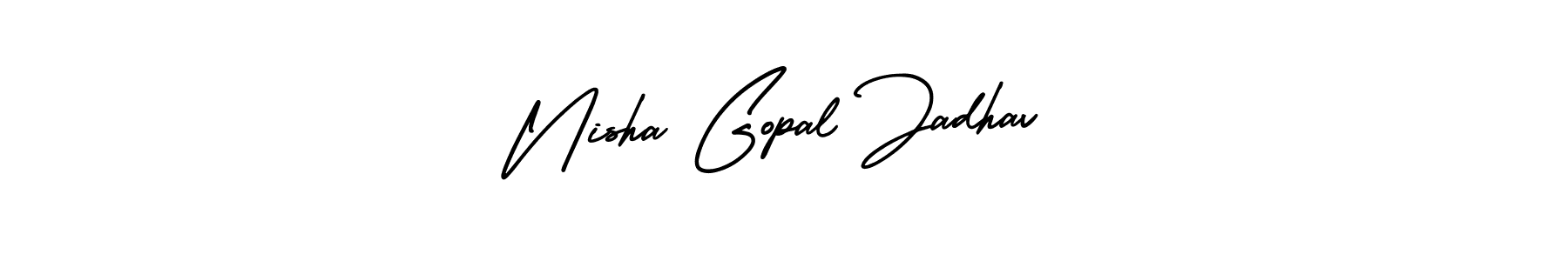 if you are searching for the best signature style for your name Nisha Gopal Jadhav. so please give up your signature search. here we have designed multiple signature styles  using AmerikaSignatureDemo-Regular. Nisha Gopal Jadhav signature style 3 images and pictures png