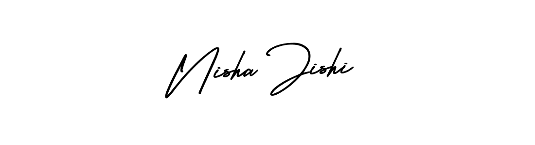 How to make Nisha Jishi name signature. Use AmerikaSignatureDemo-Regular style for creating short signs online. This is the latest handwritten sign. Nisha Jishi signature style 3 images and pictures png