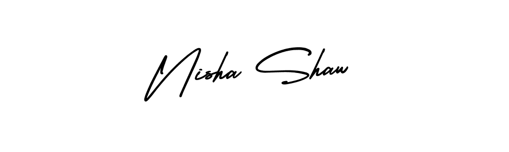The best way (AmerikaSignatureDemo-Regular) to make a short signature is to pick only two or three words in your name. The name Nisha Shaw include a total of six letters. For converting this name. Nisha Shaw signature style 3 images and pictures png