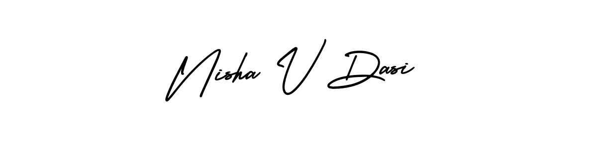 This is the best signature style for the Nisha V Dasi name. Also you like these signature font (AmerikaSignatureDemo-Regular). Mix name signature. Nisha V Dasi signature style 3 images and pictures png