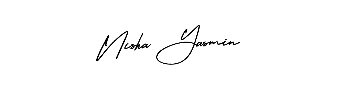 AmerikaSignatureDemo-Regular is a professional signature style that is perfect for those who want to add a touch of class to their signature. It is also a great choice for those who want to make their signature more unique. Get Nisha Yasmin name to fancy signature for free. Nisha Yasmin signature style 3 images and pictures png