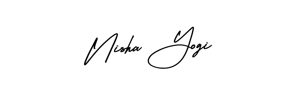 The best way (AmerikaSignatureDemo-Regular) to make a short signature is to pick only two or three words in your name. The name Nisha Yogi include a total of six letters. For converting this name. Nisha Yogi signature style 3 images and pictures png