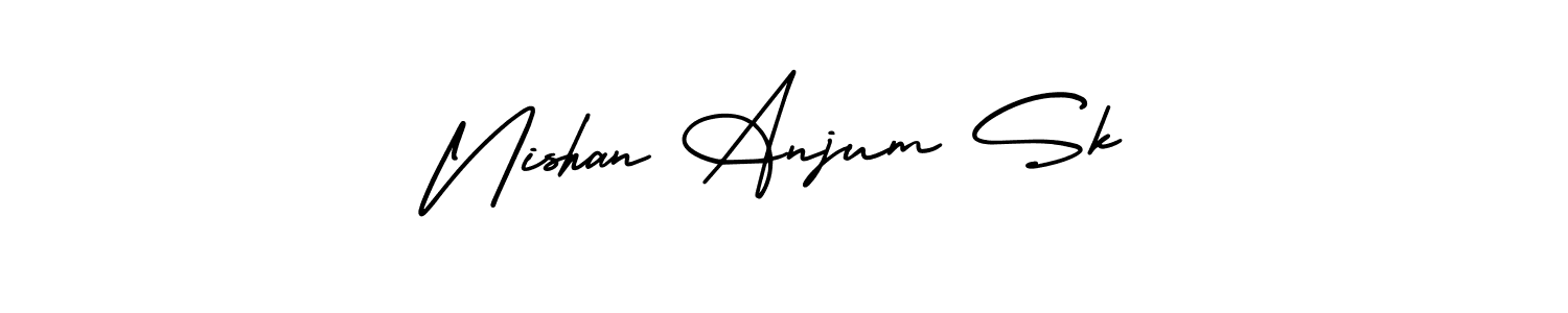 AmerikaSignatureDemo-Regular is a professional signature style that is perfect for those who want to add a touch of class to their signature. It is also a great choice for those who want to make their signature more unique. Get Nishan Anjum Sk name to fancy signature for free. Nishan Anjum Sk signature style 3 images and pictures png