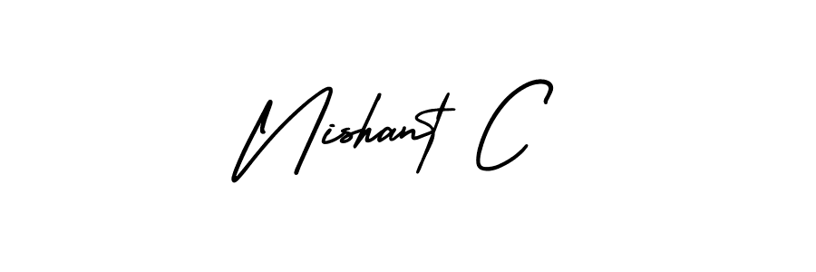 Create a beautiful signature design for name Nishant C. With this signature (AmerikaSignatureDemo-Regular) fonts, you can make a handwritten signature for free. Nishant C signature style 3 images and pictures png