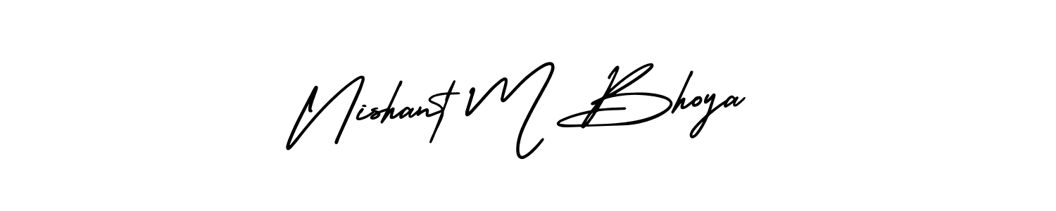 Nishant M Bhoya stylish signature style. Best Handwritten Sign (AmerikaSignatureDemo-Regular) for my name. Handwritten Signature Collection Ideas for my name Nishant M Bhoya. Nishant M Bhoya signature style 3 images and pictures png