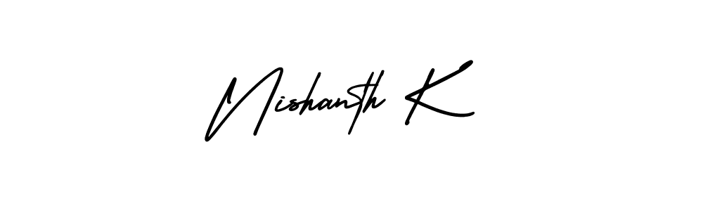 How to make Nishanth K signature? AmerikaSignatureDemo-Regular is a professional autograph style. Create handwritten signature for Nishanth K name. Nishanth K signature style 3 images and pictures png
