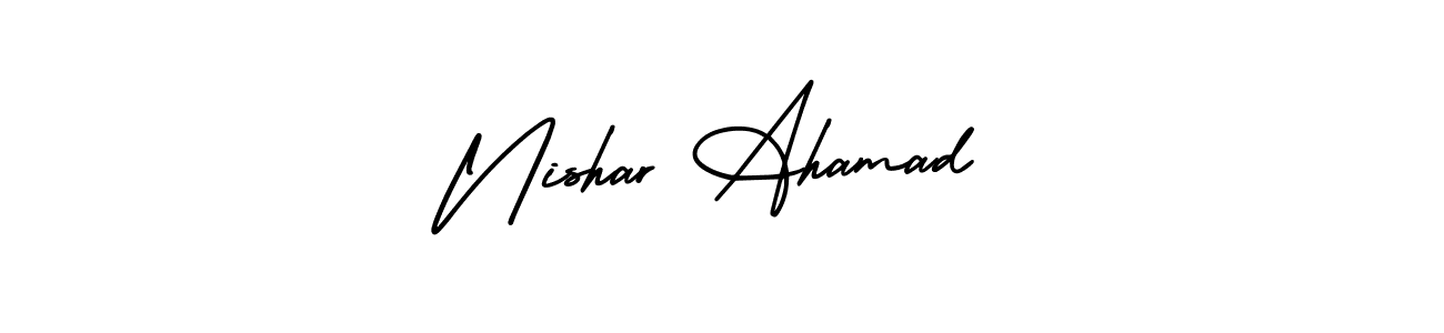 Also You can easily find your signature by using the search form. We will create Nishar Ahamad name handwritten signature images for you free of cost using AmerikaSignatureDemo-Regular sign style. Nishar Ahamad signature style 3 images and pictures png