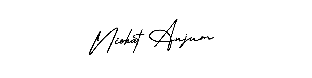 if you are searching for the best signature style for your name Nishat Anjum. so please give up your signature search. here we have designed multiple signature styles  using AmerikaSignatureDemo-Regular. Nishat Anjum signature style 3 images and pictures png