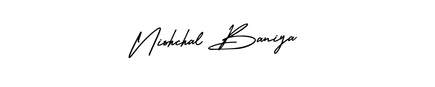 AmerikaSignatureDemo-Regular is a professional signature style that is perfect for those who want to add a touch of class to their signature. It is also a great choice for those who want to make their signature more unique. Get Nishchal Baniya name to fancy signature for free. Nishchal Baniya signature style 3 images and pictures png