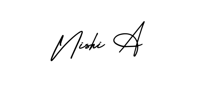 Similarly AmerikaSignatureDemo-Regular is the best handwritten signature design. Signature creator online .You can use it as an online autograph creator for name Nishi A. Nishi A signature style 3 images and pictures png