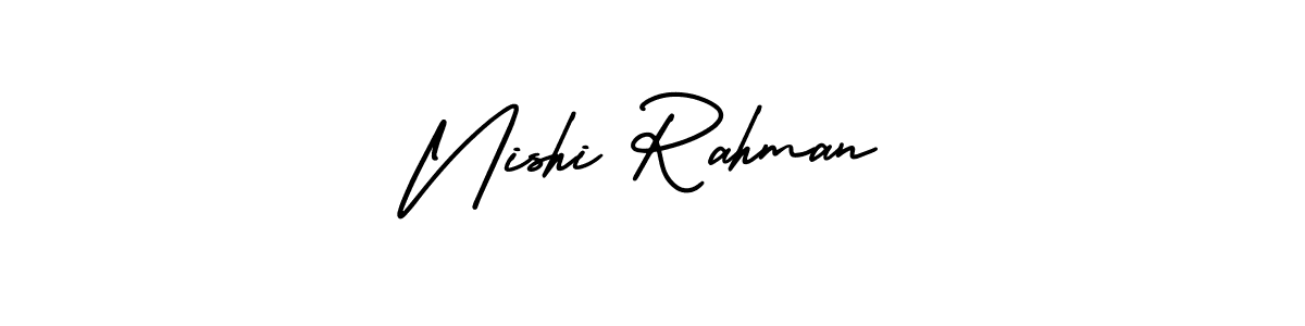 Use a signature maker to create a handwritten signature online. With this signature software, you can design (AmerikaSignatureDemo-Regular) your own signature for name Nishi Rahman. Nishi Rahman signature style 3 images and pictures png