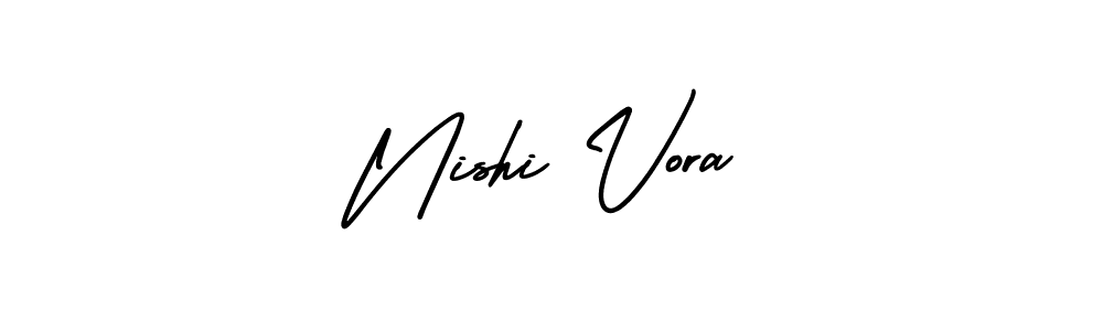 The best way (AmerikaSignatureDemo-Regular) to make a short signature is to pick only two or three words in your name. The name Nishi Vora include a total of six letters. For converting this name. Nishi Vora signature style 3 images and pictures png