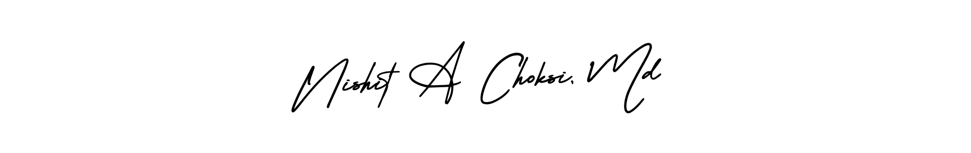 The best way (AmerikaSignatureDemo-Regular) to make a short signature is to pick only two or three words in your name. The name Nishit A Choksi, Md include a total of six letters. For converting this name. Nishit A Choksi, Md signature style 3 images and pictures png