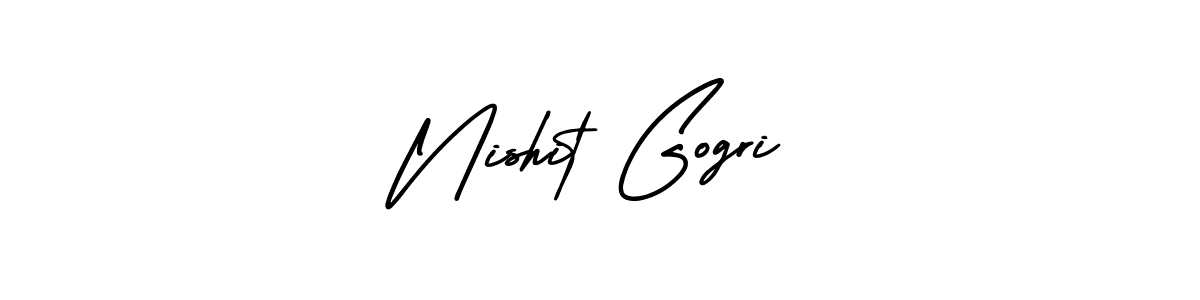 AmerikaSignatureDemo-Regular is a professional signature style that is perfect for those who want to add a touch of class to their signature. It is also a great choice for those who want to make their signature more unique. Get Nishit Gogri name to fancy signature for free. Nishit Gogri signature style 3 images and pictures png