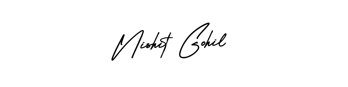 How to make Nishit Gohil name signature. Use AmerikaSignatureDemo-Regular style for creating short signs online. This is the latest handwritten sign. Nishit Gohil signature style 3 images and pictures png