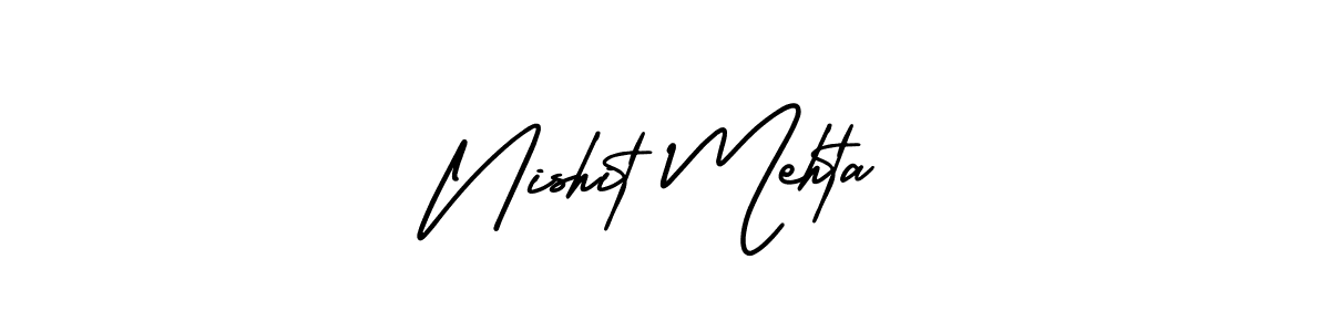 Use a signature maker to create a handwritten signature online. With this signature software, you can design (AmerikaSignatureDemo-Regular) your own signature for name Nishit Mehta. Nishit Mehta signature style 3 images and pictures png