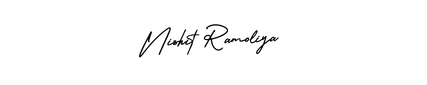 Make a short Nishit Ramoliya signature style. Manage your documents anywhere anytime using AmerikaSignatureDemo-Regular. Create and add eSignatures, submit forms, share and send files easily. Nishit Ramoliya signature style 3 images and pictures png