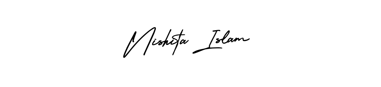 Make a beautiful signature design for name Nishita Islam. With this signature (AmerikaSignatureDemo-Regular) style, you can create a handwritten signature for free. Nishita Islam signature style 3 images and pictures png