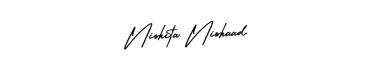 How to Draw Nishita Nishaad signature style? AmerikaSignatureDemo-Regular is a latest design signature styles for name Nishita Nishaad. Nishita Nishaad signature style 3 images and pictures png