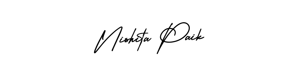 The best way (AmerikaSignatureDemo-Regular) to make a short signature is to pick only two or three words in your name. The name Nishita Paik include a total of six letters. For converting this name. Nishita Paik signature style 3 images and pictures png