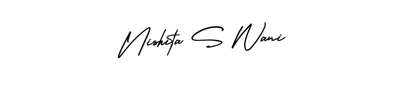 See photos of Nishita S Wani official signature by Spectra . Check more albums & portfolios. Read reviews & check more about AmerikaSignatureDemo-Regular font. Nishita S Wani signature style 3 images and pictures png