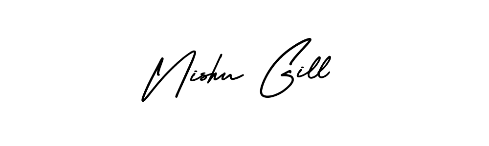 Nishu Gill stylish signature style. Best Handwritten Sign (AmerikaSignatureDemo-Regular) for my name. Handwritten Signature Collection Ideas for my name Nishu Gill. Nishu Gill signature style 3 images and pictures png