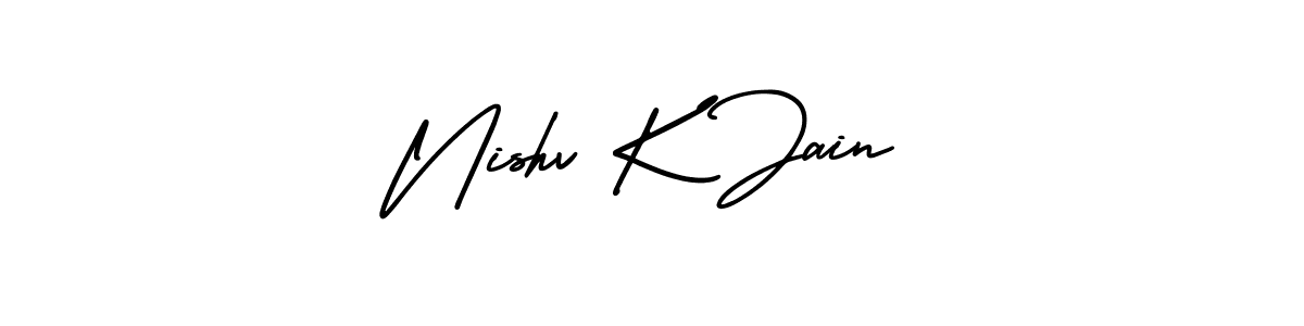 AmerikaSignatureDemo-Regular is a professional signature style that is perfect for those who want to add a touch of class to their signature. It is also a great choice for those who want to make their signature more unique. Get Nishv K Jain name to fancy signature for free. Nishv K Jain signature style 3 images and pictures png